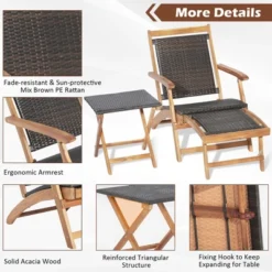 Costway 4PCS Patio Rattan Folding Lounge Chair Table Acacia Wood WithRetractable Footrest 17 Costway 4PCS Patio Rattan Folding Lounge Chair Table Acacia Wood WithRetractable Footrest -Sunnydaze Decor Store GUEST 6c6c517e b728 4c06 938a a9ae61ad19b8