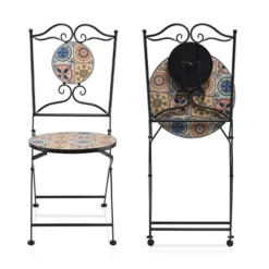 3pc Mediterranean Tile Design Indoor/Outdoor Table And Chairs Patio Set - Alpine Corporation -Sunnydaze Decor Store GUEST 6c7dc38a 1e45 4f03 8257 41865381fc02