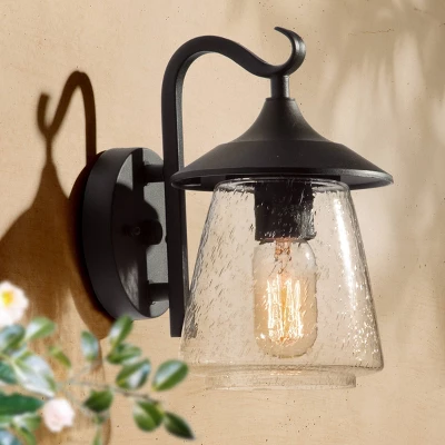 9.8" Metal/Glass Outdoor Lamp Black - LNC 3 9.8" Metal/Glass Outdoor Lamp Black - LNC