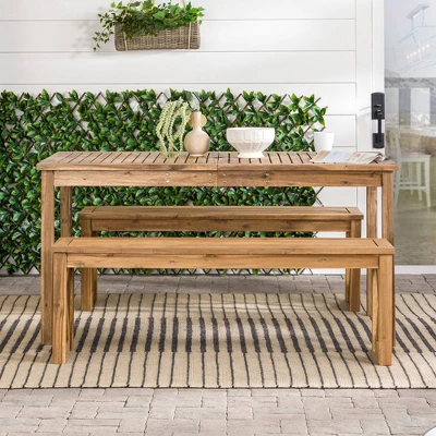 3pc Acacia Wood X Design Outdoor Patio Dining Set - Brown - Saracina Home 9 3pc Acacia Wood X Design Outdoor Patio Dining Set - Brown - Saracina Home - Image 7