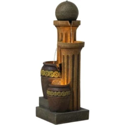John Timberland Sphere Jugs And Column Rustic Cascading Outdoor Floor Water Fountain With LED Light 50" For Yard Garden Patio Home Deck Porch House -Sunnydaze Decor Store GUEST 6dddcb5b 1a39 4a85 a1e3 2838a9363d2c