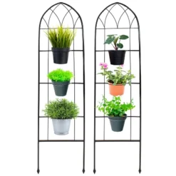 Sunnydaze Decor Sunnydaze 2-Piece Arched Climbing Plants Wall Trellis With Flower Pot Supports -Sunnydaze Decor Store GUEST 6e7adb40 ff32 4a4f a2fd 7e5a48d5c8f4