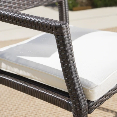 Sherman Oaks 6pc Aluminum/Wicker Patio Dining Set - Brown/White - Christopher Knight Home 6 Sherman Oaks 6pc Aluminum/Wicker Patio Dining Set - Brown/White - Christopher Knight Home - Image 4