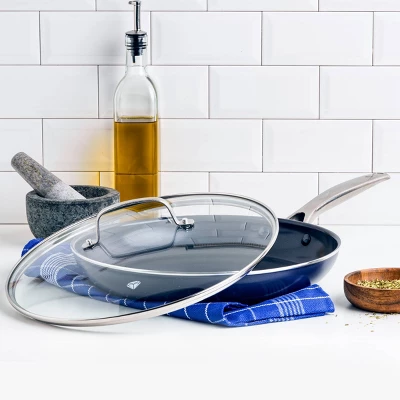 Blue Diamond 12" Ceramic Non-Stick Skillet With Cover 3 Blue Diamond 12" Ceramic Non-Stick Skillet With Cover