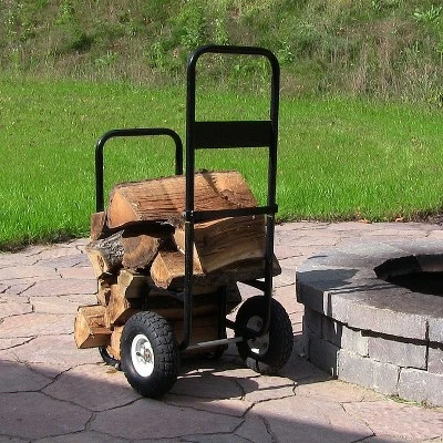 Sunnydaze Decor Sunnydaze Indoor/Outdoor Steel Rolling Firewood Log Cart Carrier With Wheels - 1/8 Face Cord - Black 8 Sunnydaze Decor Sunnydaze Indoor/Outdoor Steel Rolling Firewood Log Cart Carrier With Wheels - 1/8 Face Cord - Black - Image 6
