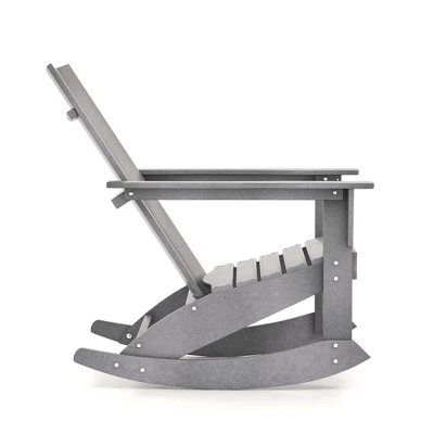 Costway Patio Adirondack Rocking Chair All Weather HDPE Porch Rocker 330lbs Grey Outdoor 11 Costway Patio Adirondack Rocking Chair All Weather HDPE Porch Rocker 330lbs Grey Outdoor - Image 9