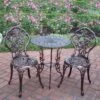 3pc Rose Cast Metal Set With Cast Aluminum Table Top & Chairs - Oakland Living