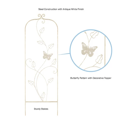 Garden Trellis-For Climbing Plants- 46-Inch White Decorative Leafy Vine & Butterfly Metal Panel-For Roses, Vegetable Plants & Flowers By Pure Garden 4 Garden Trellis-For Climbing Plants- 46-Inch White Decorative Leafy Vine & Butterfly Metal Panel-For Roses, Vegetable Plants & Flowers By Pure Garden - Image 2