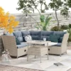 4pc Wicker Adjustable Patio Seating Set With Cushions - Natural/Gray - GODEER -Sunnydaze Decor Store GUEST 70c34eb7 8186 4267 8ae6 6fe4116d56a6