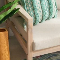 Linon Melita Acacia Two Seater Sofa Beige/White -Sunnydaze Decor Store GUEST 70ca33cc aea3 4d17 b3e4 3653acc670f8