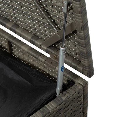 7pc Wicker Patio Seating Set With Cushions & Storage Box - Gray - GODEER 7 7pc Wicker Patio Seating Set With Cushions & Storage Box - Gray - GODEER - Image 5