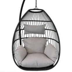 Sunnydaze Decor Sunnydaze Outdoor Resin Wicker Patio Delaney Hanging Basket Egg Chair With Cushions, Headrest, And Steel Stand Set - Gray - 3pc 12 Sunnydaze Decor Sunnydaze Outdoor Resin Wicker Patio Delaney Hanging Basket Egg Chair With Cushions, Headrest, And Steel Stand Set - Gray - 3pc -Sunnydaze Decor Store GUEST 713d2e4e 96ac 468f 9f89 63cca43352f6