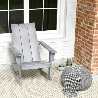 Costway Patio Adirondack Rocking Chair All Weather HDPE Porch Rocker 330lbs Grey Outdoor 5 Costway Patio Adirondack Rocking Chair All Weather HDPE Porch Rocker 330lbs Grey Outdoor - Image 3