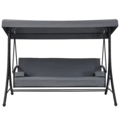 Costway Patio 3-Seat Porch Canopy Swing Converting Grey Cushion Pillow Adjust -Sunnydaze Decor Store GUEST 72adffd4 7572 4513 a12a 5a32ef778e97