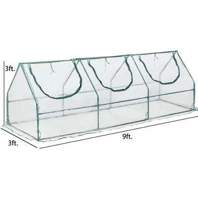Aoodor 9 Ft. X 3 Ft. X 3 Ft. Mini Outdoor Greenhouse Three Zipped Doors 8 Aoodor 9 Ft. X 3 Ft. X 3 Ft. Mini Outdoor Greenhouse Three Zipped Doors - Image 6