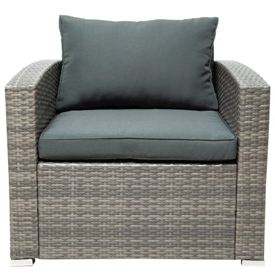 7pc Wicker Patio Seating Set With Cushions & Storage Box - Gray - GODEER 10 7pc Wicker Patio Seating Set With Cushions & Storage Box - Gray - GODEER - Image 8