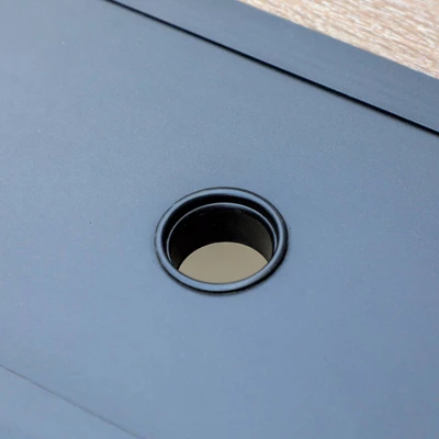 7pc Outdoor Dining Set With Faux Wood Top & Metal Frame & Wrought Iron Chairs - Beige - Captiva Designs 8 7pc Outdoor Dining Set With Faux Wood Top & Metal Frame & Wrought Iron Chairs - Beige - Captiva Designs - Image 6