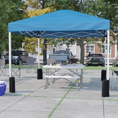 Flash Furniture 10'x10' Pop Up Event Canopy Tent With Wheeled Case And Folding Bench Set - Portable Tailgate, Camping, Event Set 3 Flash Furniture 10'x10' Pop Up Event Canopy Tent With Wheeled Case And Folding Bench Set - Portable Tailgate, Camping, Event Set