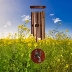 Woodstock Wind Chimes Signature Collection, Woodstock Habitats Chime, Teak 17'' Hummingbird Wind Chime HCTH