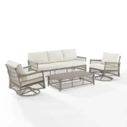 4pc Thatcher Outdoor Steel Seating Set Creme/Driftwood - Crosley 22 4pc Thatcher Outdoor Steel Seating Set Creme/Driftwood - Crosley -Sunnydaze Decor Store GUEST 7447e119 039b 4c73 86fb 41bfe4781437
