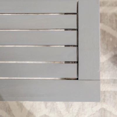 Ravenscroft Modern Boho Acacia Wood Slat Top Outdoor Dining Bench - Gray Wash - Saracina Home 10 Ravenscroft Modern Boho Acacia Wood Slat Top Outdoor Dining Bench - Gray Wash - Saracina Home - Image 8