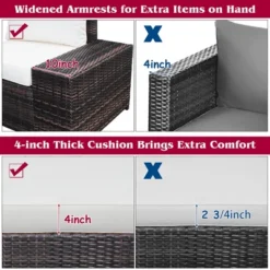 Costway 6PCS Rattan Furniture Set Conversation Cushioned Sofa Armrest Garden TurquoiseWhite -Sunnydaze Decor Store GUEST 7526eb60 6a22 4aca 9922 8bb63d644e48