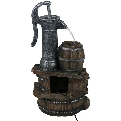 Sunnydaze Decor Sunnydaze 23"H Electric Polyresin Cozy Farmhouse Pump And Tiered Barrels Outdoor Water Fountain With LED Lights 10 Sunnydaze Decor Sunnydaze 23"H Electric Polyresin Cozy Farmhouse Pump And Tiered Barrels Outdoor Water Fountain With LED Lights - Image 8