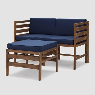 3pc Modular Acacia Wood Patio Chat Set With Cushions - Saracina Home 12 3pc Modular Acacia Wood Patio Chat Set With Cushions - Saracina Home - Image 10