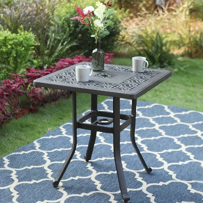 Outdoor Cast Aluminum Table With 1.97" Umbrella Hole - Brown - Captiva Designs 3 Outdoor Cast Aluminum Table With 1.97" Umbrella Hole - Brown - Captiva Designs