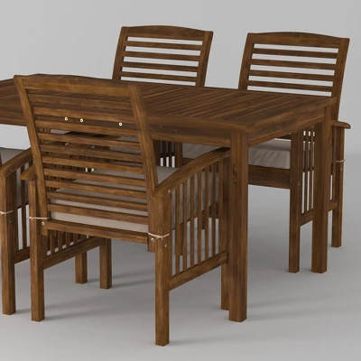 Ravenscroft 5pc Acacia Wood Patio Dining Set - Saracina Home 9 Ravenscroft 5pc Acacia Wood Patio Dining Set - Saracina Home - Image 7
