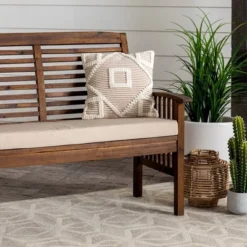 Ravenscroft Modern Boho Acacia Wood Slatted Outdoor Loveseat With Cushion - Saracina Home 30 Ravenscroft Modern Boho Acacia Wood Slatted Outdoor Loveseat With Cushion - Saracina Home -Sunnydaze Decor Store GUEST 762dd77f e412 406a b274 83d025f6813d