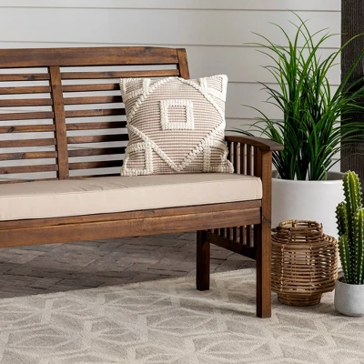 Ravenscroft Modern Boho Acacia Wood Slatted Outdoor Loveseat With Cushion - Saracina Home 15 Ravenscroft Modern Boho Acacia Wood Slatted Outdoor Loveseat With Cushion - Saracina Home - Image 13
