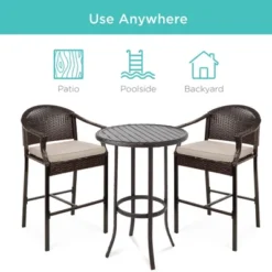 Best Choice Products 3-Piece Outdoor Wicker Bistro Bar Height Set For Patio, Garden W/ Barstools, Steel Frame -Sunnydaze Decor Store GUEST 7737588f 5673 47ba a0b1 de45b83a63a0