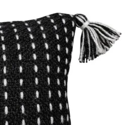 Black With White Tick Stripe 12X46 Hand Woven Filled Outdoor Pillow - Foreside Home & Garden -Sunnydaze Decor Store GUEST 77722649 2a5e 4448 9e90 958275b8cb48