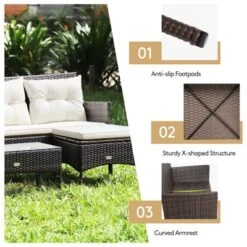 Tangkula 3 PCS Patio Furniture Set Outdoor All Weather Wicker Conversation Set W/Cushioned Ottoman & Side Table -Sunnydaze Decor Store GUEST 77a09a90 c55e 4e9d 854b 22b75674fdfa