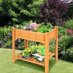 Tangkula Outdoor 8 Grids Raised Garden Bed Elevated Planter Box Kit W/Liner & Shelf For Backyard Patio -Sunnydaze Decor Store GUEST 7837ffb7 68bf 4c49 b8f1 41b9262441b2