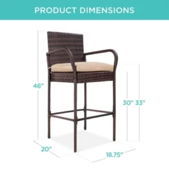 Best Choice Products Set Of 2 Wicker Bar Stools W/ Cushion, Footrests, Armrests For Patio, Pool, Deck 15 Best Choice Products Set Of 2 Wicker Bar Stools W/ Cushion, Footrests, Armrests For Patio, Pool, Deck -Sunnydaze Decor Store GUEST 7936ab0e 85e4 4f46 94ec 83b4214ab69f
