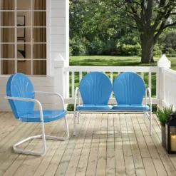 Griffith 2pc Outdoor Seating Set - Blue - Crosley -Sunnydaze Decor Store GUEST 79a30548 8461 437c a03a 85999c177615