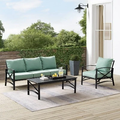Kaplan 3pc Outdoor Sofa Set With Sofa & Arm Chair With Coffee Table - Mist - Crosley 9 Kaplan 3pc Outdoor Sofa Set With Sofa & Arm Chair With Coffee Table - Mist - Crosley - Image 7