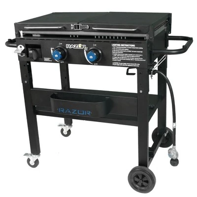 Razor Griddle Portable 2-Burner 30,000 BTU Gas Flattop Grill & Griddle Combo Cart With Foldable Side Shelves, Paper Towel And Condiment Holder, Black 6 Razor Griddle Portable 2-Burner 30,000 BTU Gas Flattop Grill & Griddle Combo Cart With Foldable Side Shelves, Paper Towel And Condiment Holder, Black - Image 4