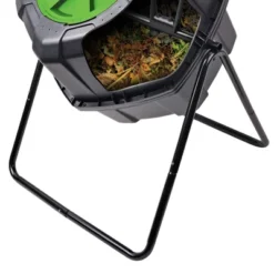 Tumbleweed 110 Liter 29 Gallon Indoor Outdoor Drum Waste Container Bin Garden Compost Tumbler With Stand And Twist Lid, Plastic, Black And Green -Sunnydaze Decor Store GUEST 7c5f902b 5a06 4558 9ab8 a9af0e7f6cd6