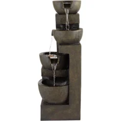 John Timberland Outdoor Floor Water Fountain With Light LED 41 1/2" High Cascading Bowls For Yard Garden Patio Deck Home -Sunnydaze Decor Store GUEST 7d4d752a 1bd7 4fa0 9752 66532a73518a