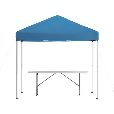 Flash Furniture 8'x8' Pop Up Event Canopy Tent With Carry Bag And 6-Foot Bi-Fold Folding Table With Carrying Handle - Tailgate Tent Set 10 Flash Furniture 8'x8' Pop Up Event Canopy Tent With Carry Bag And 6-Foot Bi-Fold Folding Table With Carrying Handle - Tailgate Tent Set - Image 8