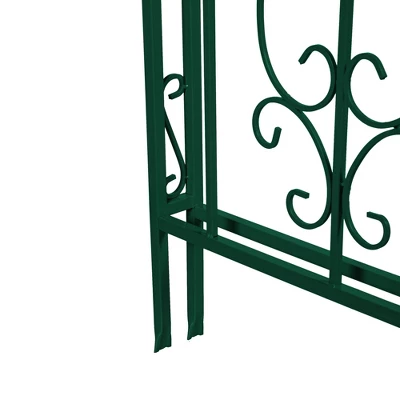 Evergreen Montebello Iron Garden Arbor With Gate, Forest Green- 53 X 84 X 23 Inches Fade And Weather Resistant Outdoor Decor 6 Evergreen Montebello Iron Garden Arbor With Gate, Forest Green- 53 X 84 X 23 Inches Fade And Weather Resistant Outdoor Decor - Image 4