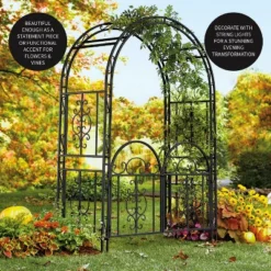 Plow & Hearth - Montebello Decorative Garden Arbor Trellis With Gate & Beautiful Scrollwork Design 9 Plow & Hearth - Montebello Decorative Garden Arbor Trellis With Gate & Beautiful Scrollwork Design -Sunnydaze Decor Store GUEST 7eb8a18b c00a 4b84 a3c0 b89eca3ad12a