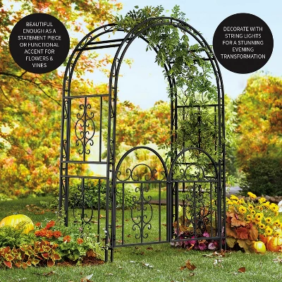 Plow & Hearth - Montebello Decorative Garden Arbor Trellis With Gate & Beautiful Scrollwork Design 5 Plow & Hearth - Montebello Decorative Garden Arbor Trellis With Gate & Beautiful Scrollwork Design - Image 3