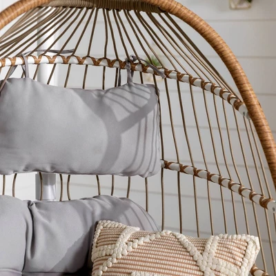 Toluca Hanging Outdoor Boho Egg Chair With Cushion - Saracina Home 5 Toluca Hanging Outdoor Boho Egg Chair With Cushion - Saracina Home - Image 3