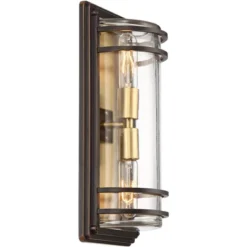 John Timberland Habitat Modern Outdoor Wall Light Fixture Bronze Warm Brass 16" Clear Glass For Post Exterior Barn Deck House Porch Yard Patio Home -Sunnydaze Decor Store GUEST 7f10aea0 5df2 4752 844d d942cc89b1f6
