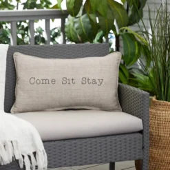 Indoor/Outdoor Come. Sit. Stay. Embroidered Lumbar Throw Pillow - Sorra Home -Sunnydaze Decor Store GUEST 7f57addd 1c08 43a2 ac7d e256f6ec0954