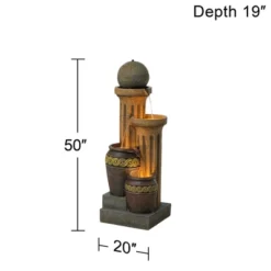 John Timberland Sphere Jugs And Column Rustic Cascading Outdoor Floor Water Fountain With LED Light 50" For Yard Garden Patio Home Deck Porch House -Sunnydaze Decor Store GUEST 8023590d 2aab 42d8 a98b 5377911fc18e